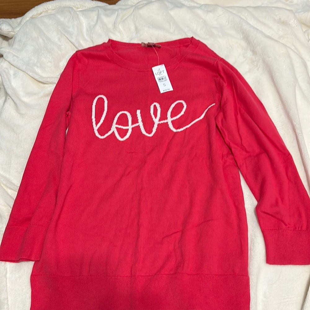 NTW - Pink Loft Sweater with the word Love - size S